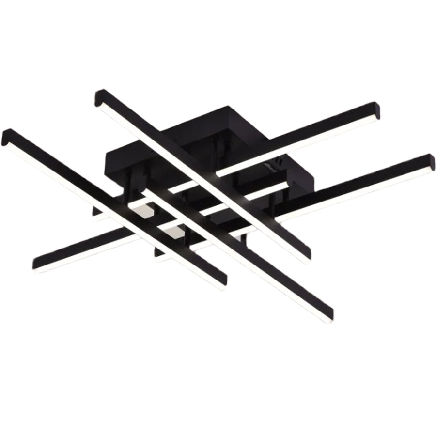 Lustra LED cu Telecomanda LINEX, 81W, 6 Elemente, Liniara, lumina Rece/Calda/Neutra, Dimabila, Negru