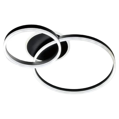 Lustra LED cu telecomanda RINOVA 66W, 2 Cercuri, lumina Rece/Calda/Neutra, Dimabila, Negru