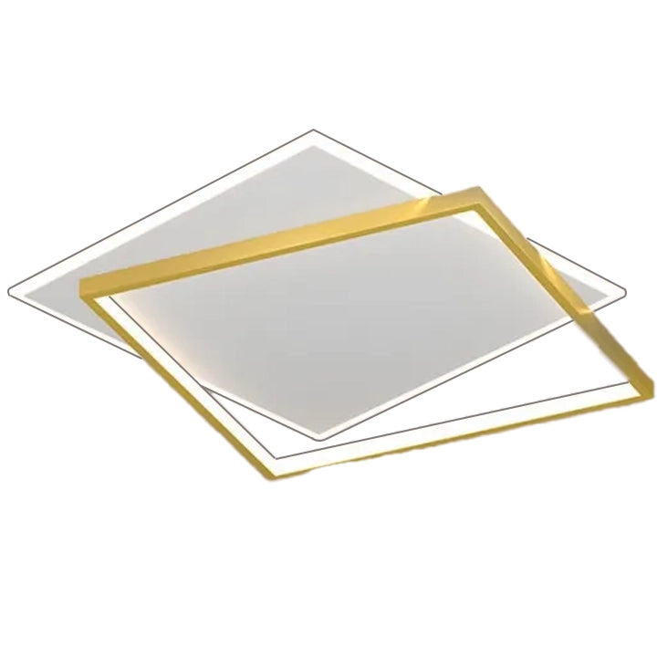 Lustra LED cu telecomanda SOLARA 66W, 2 Patrate, lumina Rece/Calda/Neutra, Dimabila, Auriu Alb