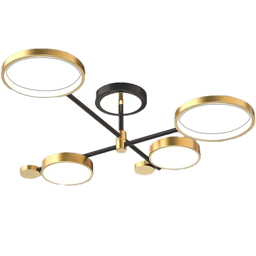 Lustra LED cu Telecomanda MARIA, 4 Elemente, 22W, Lumina Calda/Rece/Neutra, Dimabila, Auriu