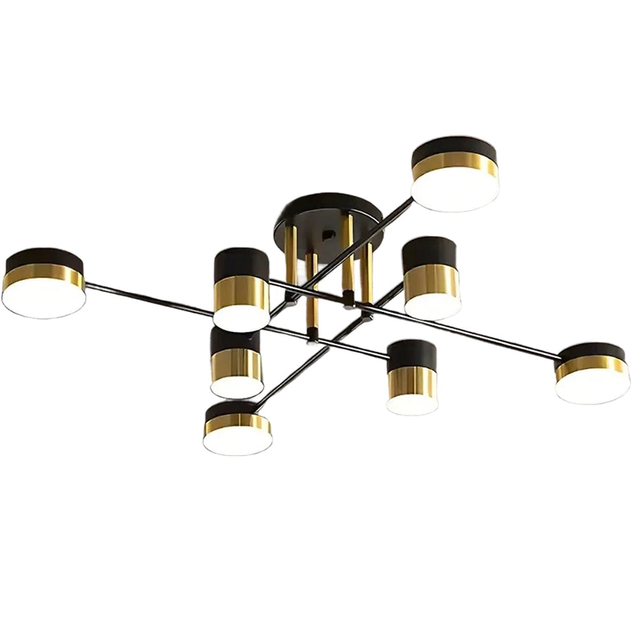 Lustra LED cu Telecomanda MARIO, 32W, 8 Elemente, Lumina Rece/Calda/Neutra, Dimabila, Negru/Auriu