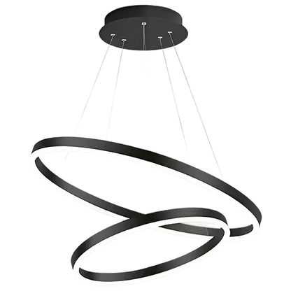 Lustra LED suspendata cu Telecomanda CASIANA 40W, 2 Cercuri, Lumina Rece/Calda/Neutra 3000K/4000K/6000K, Dimabila, Negru, Inaltime Reglabila, Metal si Acril