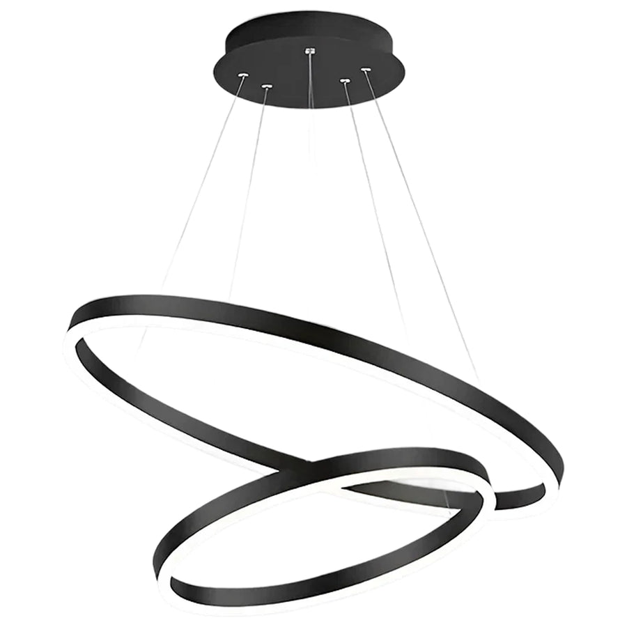 Lustra LED suspendata cu Telecomanda CASIANA 40W, 2 Cercuri, Lumina Rece/Calda/Neutra 3000K/4000K/6000K, Dimabila, Negru, Inaltime Reglabila, Metal si Acril