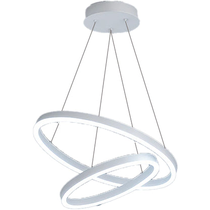 Lustra LED suspendata cu telecomanda CASIANA 41W, 2 Cercuri, lumina Rece/Calda/Neutra, Dimabila, Alb, Inaltime Reglabila