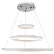 Lustra LED suspendata cu telecomanda SERENA 85W, 60cm, 3 Cercuri, lumina Rece/Calda/Neutra, Dimabila, Alb, Inaltime Reglabila