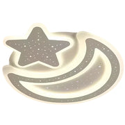 Lustra LED Nova cu Telecomanda, 89W,  Dimabil, Forma Luna si Stea, Alb