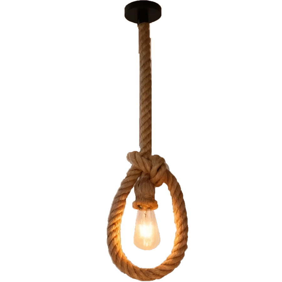 Lustra Vintage LV103/130, 1xE27, Rustic, Sfoara si Metal, 130cm, Suport Negru