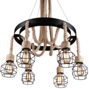 Lustra Roata LV580/6BK, 6xE27, Maro, Metal si Sfoara