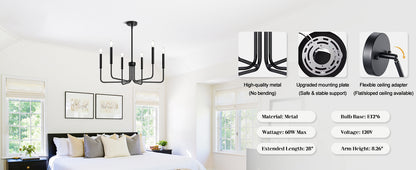 Lustra Metalic AVANT, tip Pendul cu brate, Rotunda, 6xE14, Negru