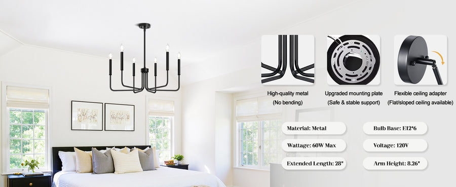 Lustra Metalic AVANT, tip Pendul cu brate, Rotunda, 6xE14, Negru