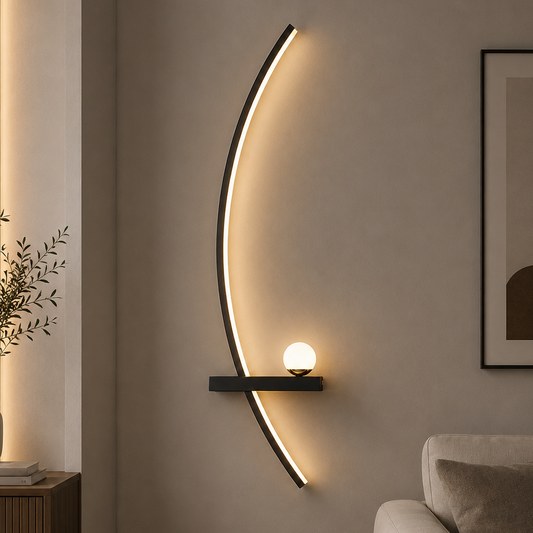 Aplica LED Decorativa GDANSK, 20W, 57x20cm, Lumina Calda / Neutra/ Rece, Negru, Metal si Acril