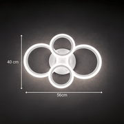 Lustra LED cu telecomanda  BETTY 43W, 4 Cercuri, lumina Rece/Calda/Neutra, Dimabila, Alb