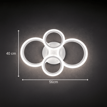 Lustra LED cu telecomanda  BETTY 43W, 4 Cercuri, lumina Rece/Calda/Neutra, Dimabila, Alb