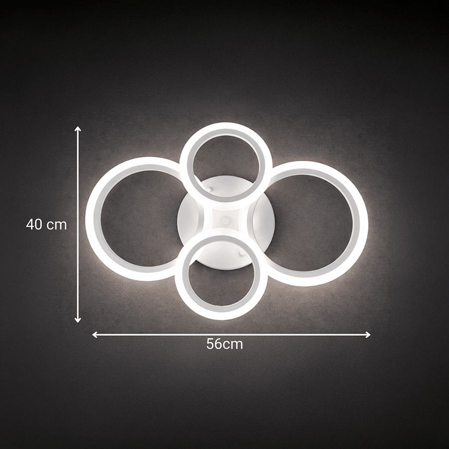 Lustra LED cu telecomanda  BETTY 43W, 4 Cercuri, lumina Rece/Calda/Neutra, Dimabila, Alb