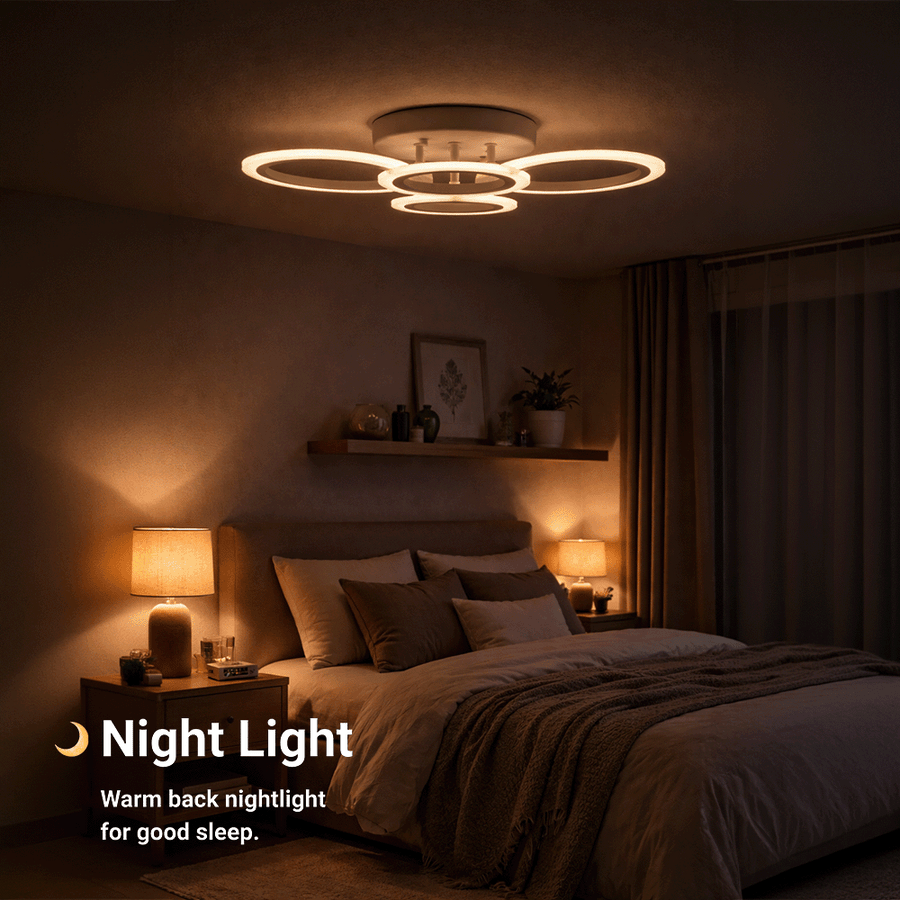 Lustra LED cu telecomanda  BETTY 43W, 4 Cercuri, lumina Rece/Calda/Neutra, Dimabila, Alb