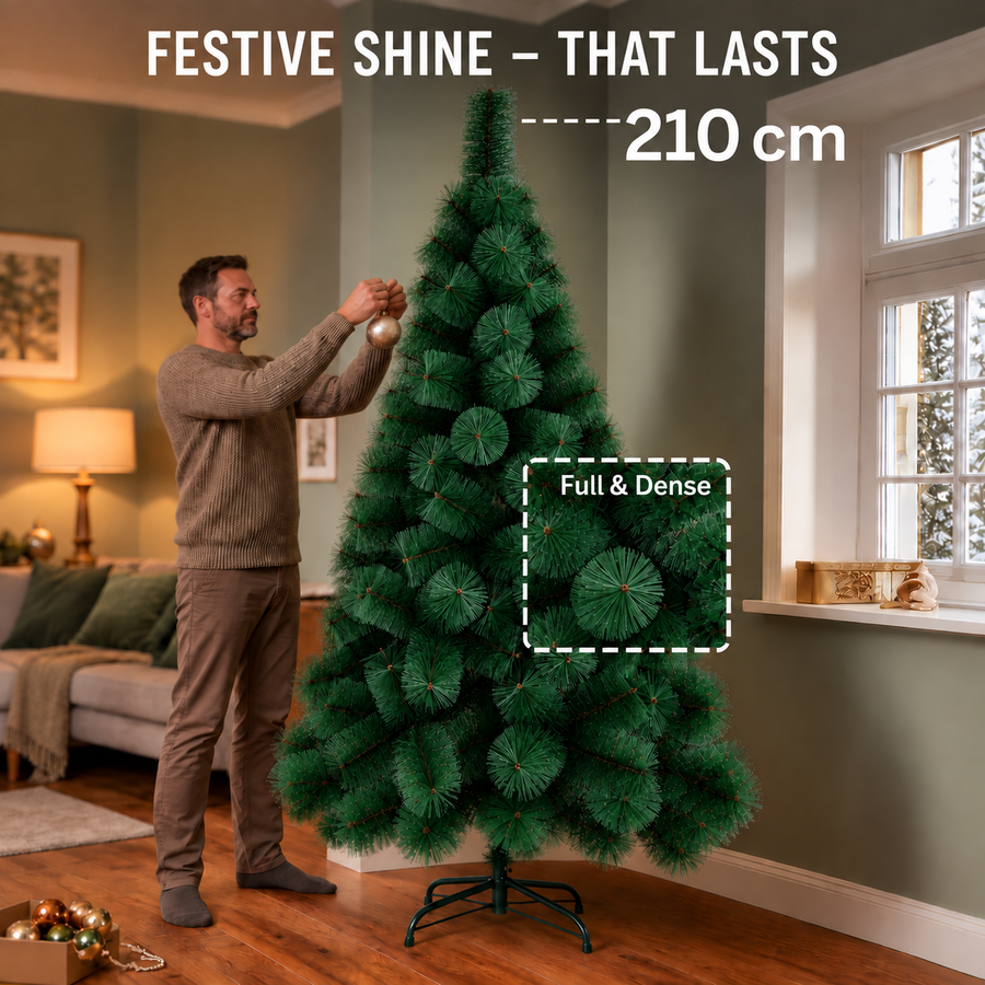 Brad Artificial MANIITSOQ, 210 cm, 280 vârfuri, Suport Metalic, Verde