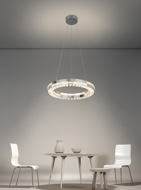 Candelabru LED CC23007/500CH, Diametru 50 cm, Inaltime 120 cm, Lumina Rece/Neutra/Calda, Dimabila, Argintiu, Cristal, Otel