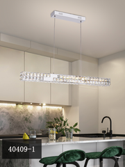 Candelabru LED CC40409/1CH, Diametru 85 cm, Inaltime 120 cm, Lumina Rece/Neutra/Calda, Dimabila, Argintiu, Cristal, Otel