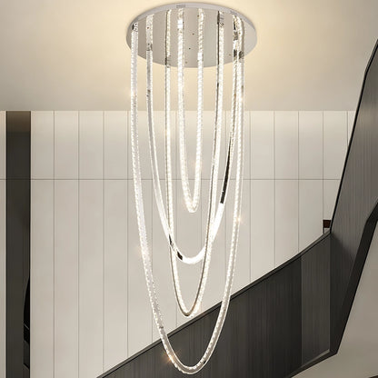 Candelabru LED CC50303/800CH, Diametru 80 cm, Inaltime 200 cm,  Lumina Rece/Neutra/Calda, Dimabila, Argintiu, Cristal, Otel