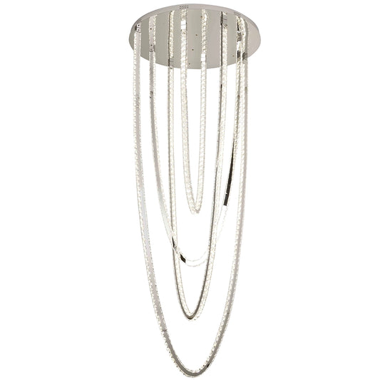 Candelabru LED CC50303/800CH, Diametru 80 cm, Inaltime 200 cm,  Lumina Rece/Neutra/Calda, Dimabila, Argintiu, Cristal, Otel