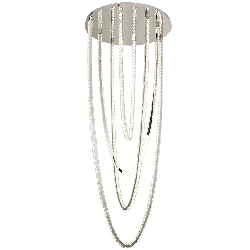 Candelabru LED CC50303/800CH, Diametru 80 cm, Inaltime 200 cm,  Lumina Rece/Neutra/Calda, Dimabila, Argintiu, Cristal, Otel