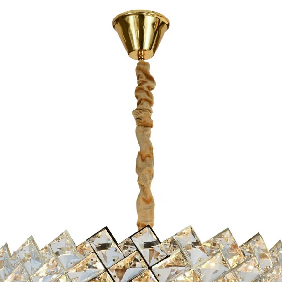 Candelabru Cristal WINDSOR Nobile 5xE14, Diametru 40cm, Auriu Lucios, Inaltime Reglabila