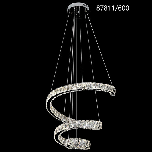 Candelabru LED CC87811/600CH, Diametru 60 cm, Inaltime 120 cm, Lumina Rece/Neutra/Calda, Dimabila, Argintiu, Cristal, Otel