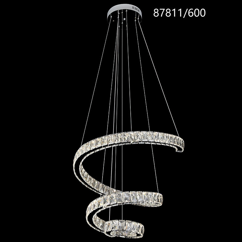 Candelabru LED CC87811/600CH, Diametru 60 cm, Inaltime 120 cm, Lumina Rece/Neutra/Calda, Dimabila, Argintiu, Cristal, Otel