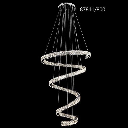Candelabru LED CC87811/800CH, Diametru 80 cm, Inaltime 150 cm, Lumina Rece/Neutra/Calda, Dimabila, Argintiu, Cristal, Otel