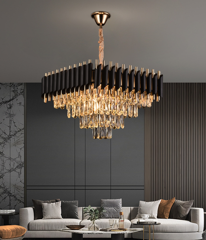 Candelabru Cristal VERSAILLES Nobile 5xE14, Diametru 38cm, Inaltime 35 cm Reglabila, Auriu, Negru, Metal, Crista3