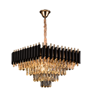 Candelabru Cristal VERSAILLES Nobile 5xE14, Diametru 38cm, Inaltime 35 cm Reglabila, Auriu, Negru, Metal, Crista3