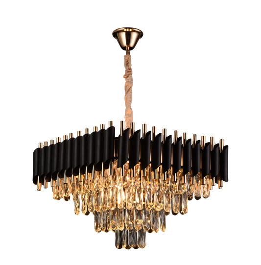 Candelabru Cristal VERSAILLES Nobile 5xE14, Diametru 38cm, Inaltime 35 cm Reglabila, Auriu, Negru, Metal, Crista3