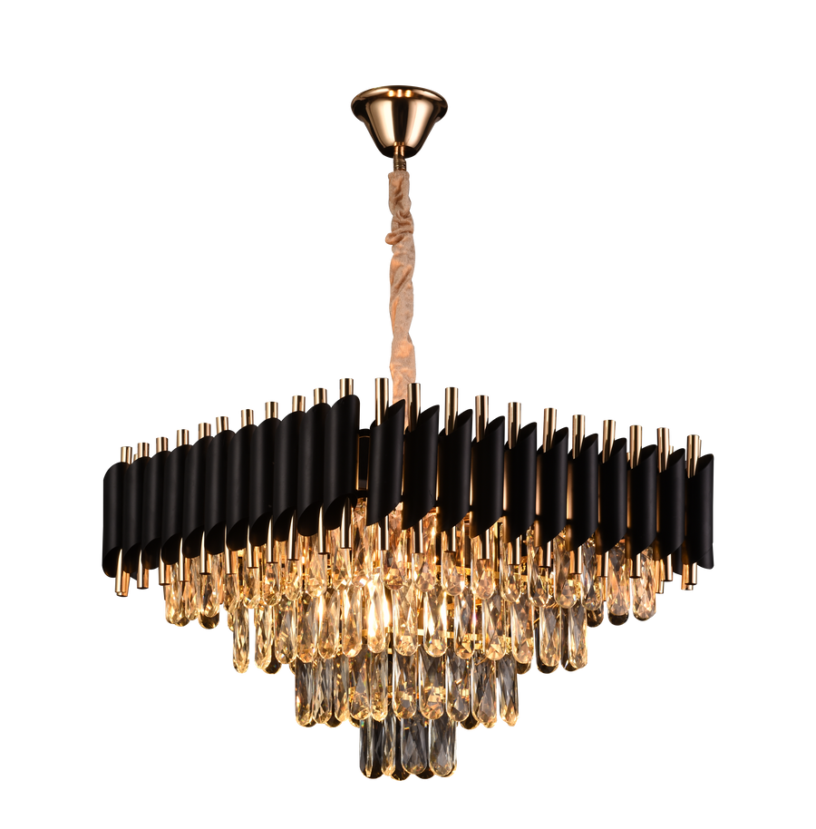 Candelabru Cristal VERSAILLES Nobile 5xE14, Diametru 38cm, Inaltime 35 cm Reglabila, Auriu, Negru, Metal, Crista3