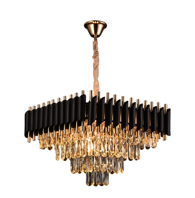 Candelabru Cristal VERSAILLES Nobile 5xE14, Diametru 38cm, Inaltime 35 cm Reglabila, Auriu, Negru, Metal, Crista3