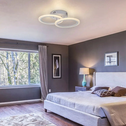 Lustra LED cu telecomanda BETTY 28W, 2 Cercuri, lumina Rece/Calda/Neutra, Dimabila, Alb