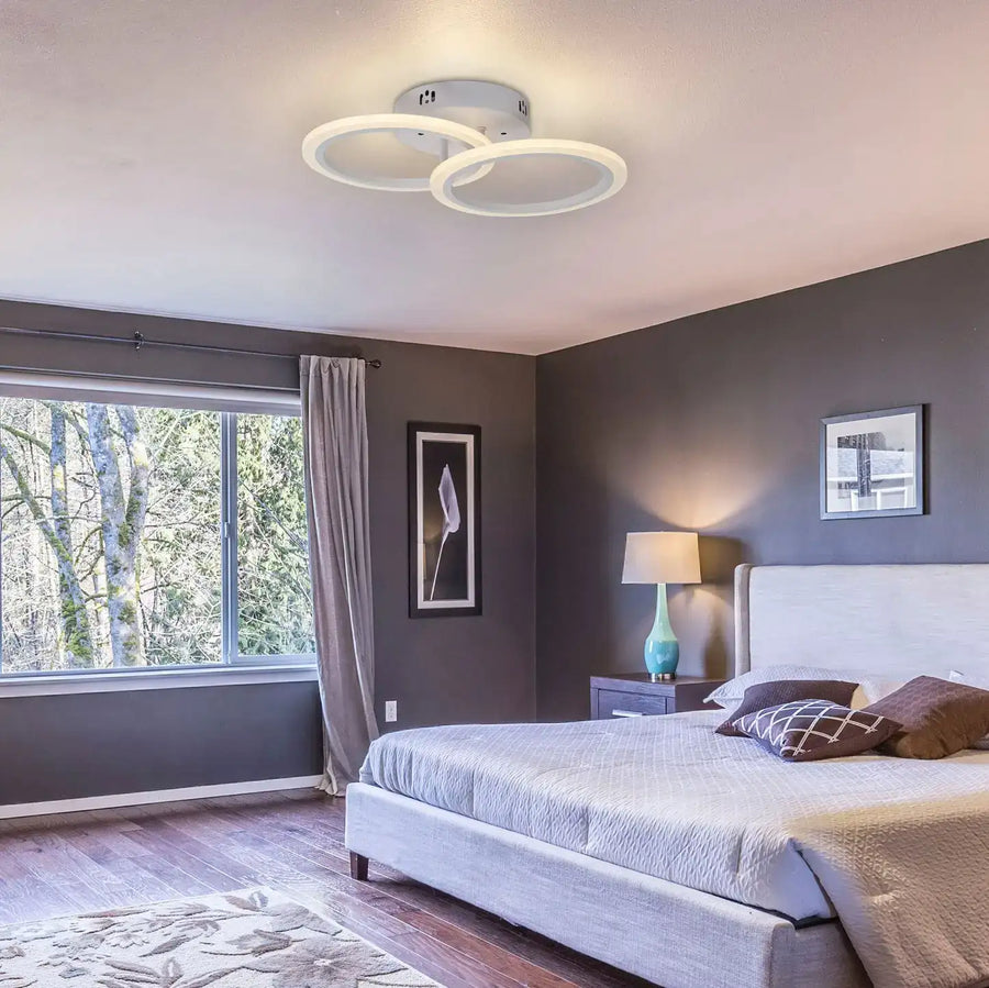 Lustra LED cu telecomanda BETTY 28W, 2 Cercuri, lumina Rece/Calda/Neutra, Dimabila, Alb