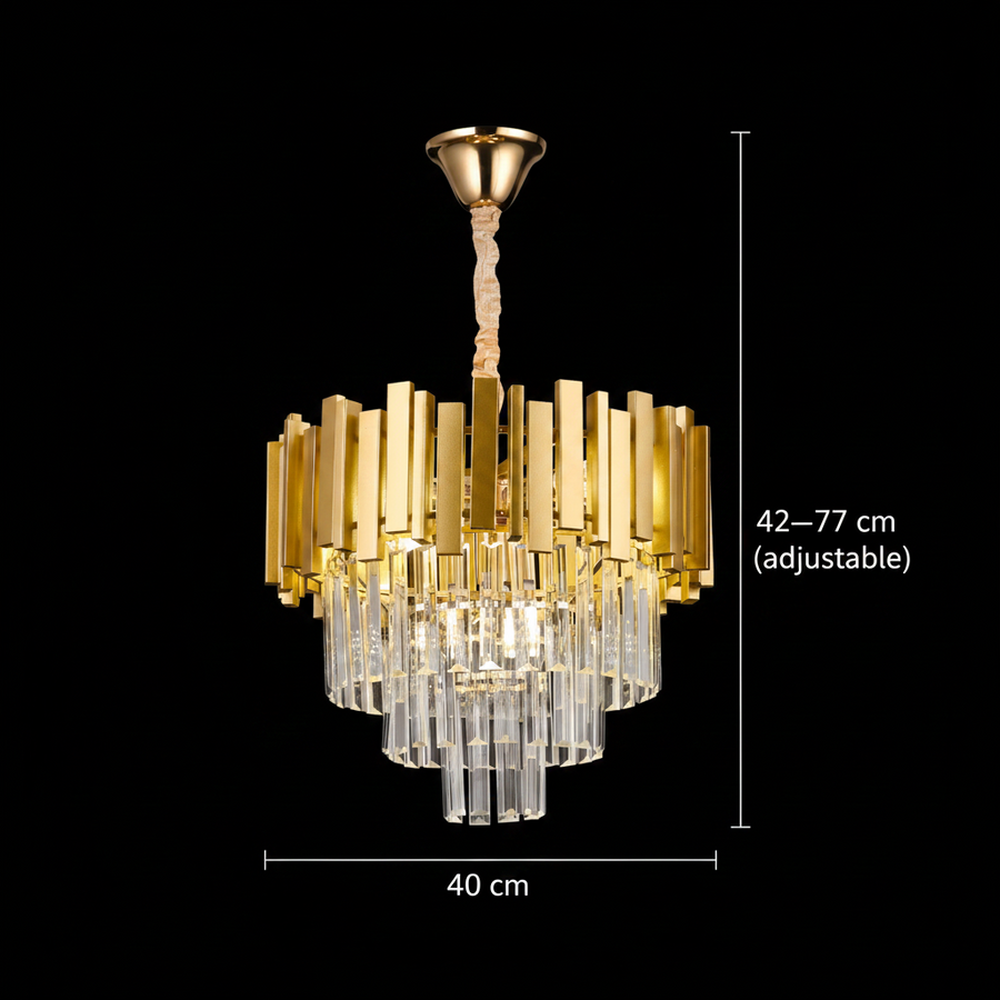Candelabru BLOIS Nobile, Diametru 40cm, 5x E14 Auriu, Inaltime Reglabila