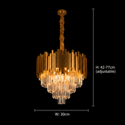 Candelabru BLOIS Petito, Diametru 30cm, 3x E14 Auriu Lucios, Inaltime Reglabila