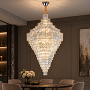 Candelabru Cristal ADAMA Titania, 60x E14, Diametru 135cm, Crom Lucios, Inaltime Reglabila