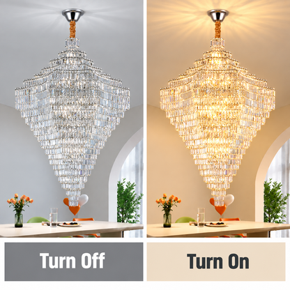 Candelabru Cristal ADAMA Titania, 60x E14, Diametru 135cm, Crom Lucios, Inaltime Reglabila