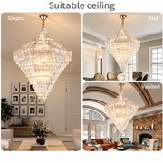 Candelabru Cristal ADAMA Titania, 60x E14, Diametru 135cm, Crom Lucios, Inaltime Reglabila