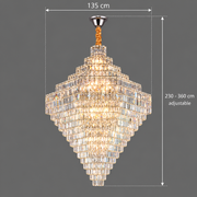Candelabru Cristal ADAMA Titania, 60x E14, Diametru 135cm, Crom Lucios, Inaltime Reglabila