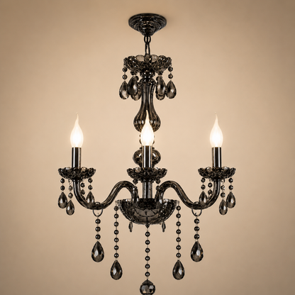 Candelabru Cristal AUGUST Eleganza, 3xE14, Diametru 48cm,  Argintiu, Inaltime Reglabila