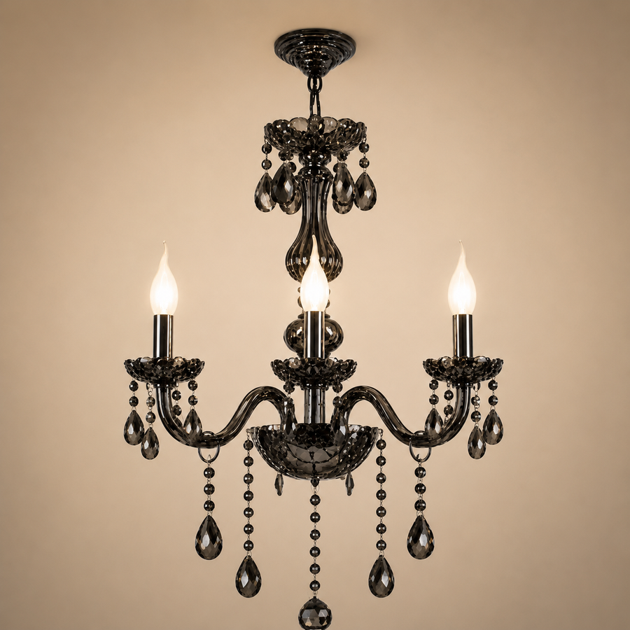 Candelabru Cristal AUGUST Eleganza, 3xE14, Diametru 48cm,  Argintiu, Inaltime Reglabila