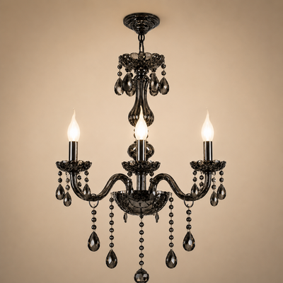 Candelabru Cristal AUGUST Eleganza, 3xE14, Diametru 48cm,  Argintiu, Inaltime Reglabila