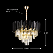 Candelabru Cristal BLOIS Eleganza 8xE14, Diametru 50cm, Negru, Inaltime Reglabila