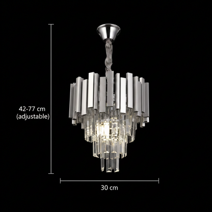 Candelabru Cristal BLOIS Petito 3xE14, Diametru 30cm, Argintiu, Inaltime Reglabila