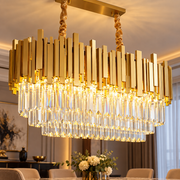 Candelabru Cristal BLOIS Regalis 10xE14, Diametru 80cm, Auriu, Inaltime Reglabila