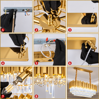 Candelabru Cristal BLOIS Regalis 10xE14, Diametru 80cm, Auriu, Inaltime Reglabila