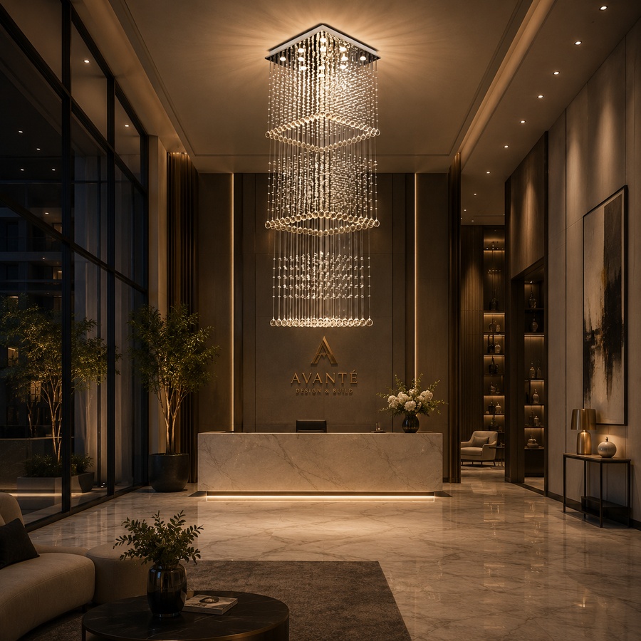 Candelabru Cristal LED 80W PALATINA Auriu, Diametru 50cm, Inaltime 200cm, Model Scara